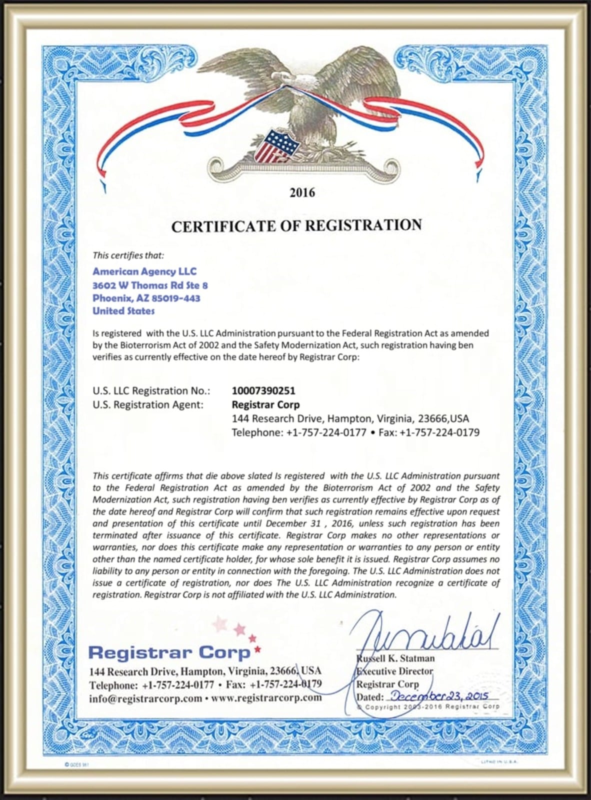 Company Certificate